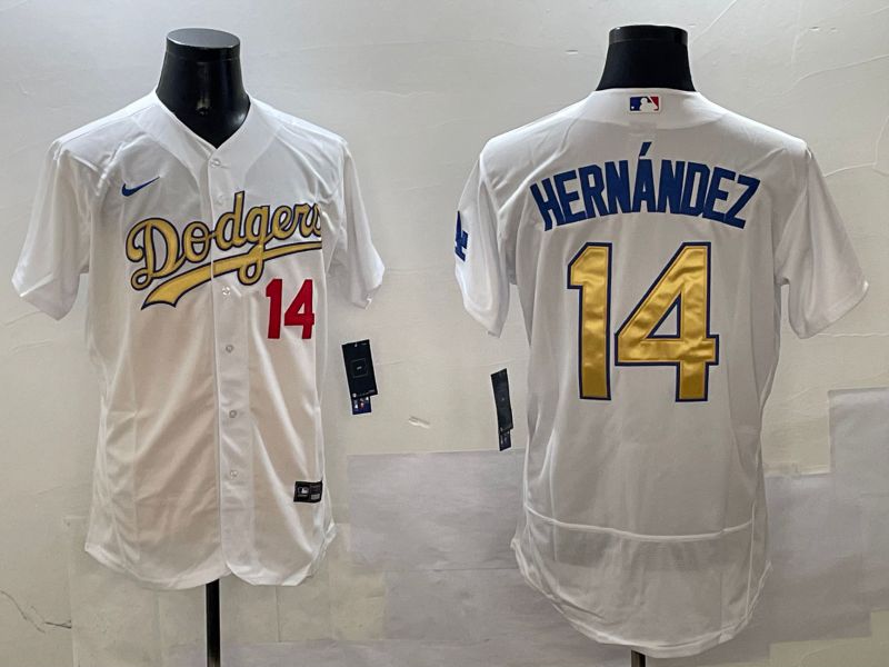 Men Los Angeles Dodgers #14 Hernandez White Elite 2025 Nike MLB Jersey style 2->los angeles dodgers->MLB Jersey